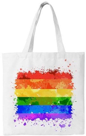Tarklanda Stoffbeutel Regenbogen Einkaufsbeutel Baumwollbeutel, Frauen Tragetasche 35 x 42 x 8 cm, Streifen Rainbow Canvas Tote Bag, Handtasche Geschenke für Frauen Freund zum Geburtstag, Frauentag
