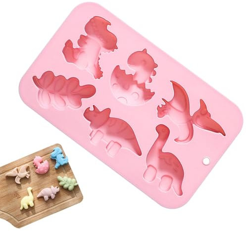 Moule à gâteau dinosaure - 6 trous - Mignons moules pour différentes formes de dinosaures - Moule dino en silicone pour , moules à bonbons en silicone pour desserts, souris, pâtisseries