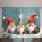 ABAKUHAUS Weihnachten Rustikaler Gardine, Weihnachts-Elfen-Wichtel-Druck, Schlafzimmer Kräuselband Vorhang mit Schlaufen und Haken, 280 x 225 cm, Zinnoberrot Blau grau Grau