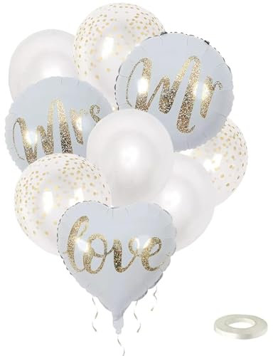 9 Stück Folienballon Hochzeitsdeko, Hochzeitsdeko Set, Mr und Mrs Hochzeit Buchstaben Folienballon, Luftballons Hochzeit für Hochzeitsfeier, Heiratsantrag Partyschmuck