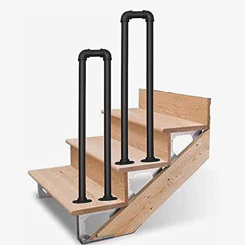 Retro Industrial Schmiedeeisen Handlauf für Treppen, mattschwarz, stilvoll und sicher, U-förmiges Geländer für Garageneingang (50 cm)