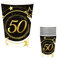 FIESTAS GUIRCA | 6 Gobelets Jetables de 50 Ans (240 ml) (9 cm) - Décoration de Table pour Fêtes - Idéal pour Célébrations de 50 Ans et Événements - Noir, Or, Blanc