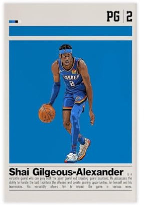 ocvdfss Leinwandposter Shai Gilgeous-Alexander, Schlafzimmer, Dekoration, Landschaft, Büro, Raumdekoration, Geschenk, 40 x 60 cm