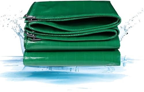 JXLQFA Telone Occhiellato, 3.5x17.5 m 450g/m² per Esterno in PVC Rinforzato con Occhielli Copertura Telo Protettivo Multiuso per Barche, Legno, Piscina, Mobili da giardino, Auto JXL11, Verde