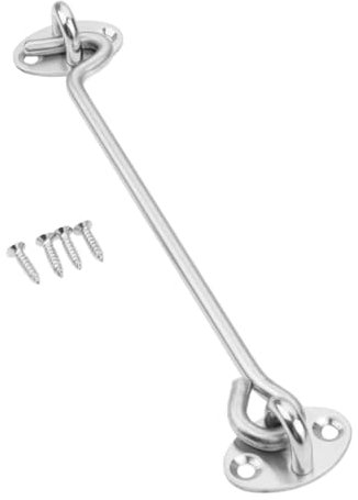 Mgoodoo 300mm Hook Eye Latch Cabin Hook，Sliding Door Latch Swivel Window Hook with Screws，for Wooden Gates Heavy Duty Gate Window Garage Garden-1PC 12 Inch