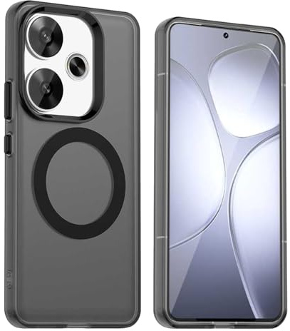 GOGME Funda para Xiaomi Poco F6 5G, Compatible con MagSafe, TPU Suave + PC Anti-Choque Carcasa Antigolpes Translúcida Mate Respaldo - Negro