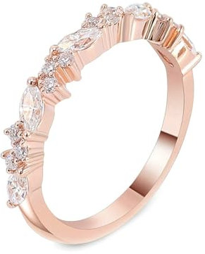 Beydodo Trauring Damen Rotgold 585, Hochzeit Ringe Schmal mit Moissanit Verlobungsringe Eheringe Nickelfrei Große 55 (17.5)