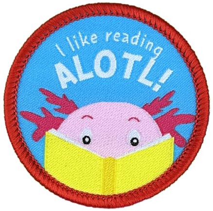 Pawprint Family I Like Reading Alotl Aufnäher zum Aufnähen, offizielles Lizenzprodukt des Weltbuchtags
