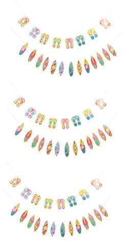 Alipis 3 Sätze Hawaiianische Dekorative Flagge Süße Hausschuhe-girlanden Wasserbälle Sommerliche Strandparty-dekoration Slipper Und Surfboard Banner Sommerparty-dekorationen 2 Stück * 3