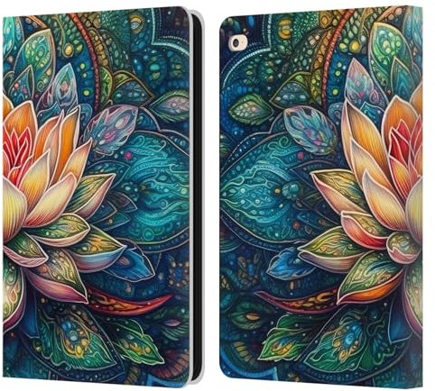 Head Case Designs Licenza Ufficiale Mark Ashkenazi Loto Fiori Multicolori Custodia Portafoglio in Pelle Compatibile con Apple iPad Air 2 (2014)
