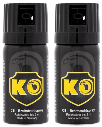 2 Stück KO Security CS-Spray 40 ml – Breitstrahl Personenabwehrspray mit BKA-Zulassung - modernes Design - kompakt und diskret