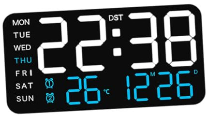 Sharplace Digitaler Wecker, elektrische Uhren, vielseitig, Zwei Alarmeinstellungen, Wandbehang, LED-Wecker für Schlafzimmer, Festival, Schreibtisch, Black W Blue Light
