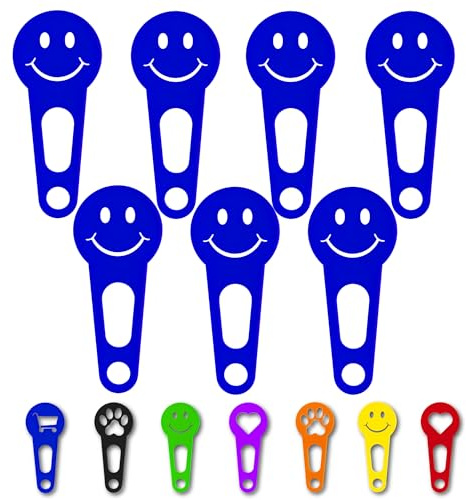 OnAir® Gettoni per carrello della spesa con sgancio rapido; portachiavi con gettone per carrello; gettone per carrello staccabile subito (Happy Face, Blu, 24 pezzi)