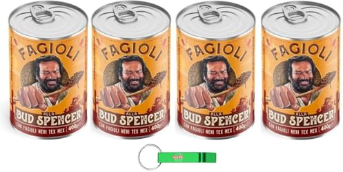 Fagioli alla Bud Spencer Tex Mex, Bud Power- Bud-Spencer-Tex Mex Bohnen fertig zum Probieren 4 x 400gr + Beni Culinari Kostenloser Schlüsselanhänger