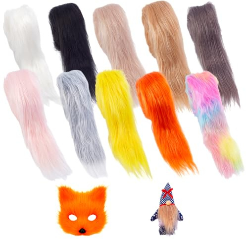 AHANDMAKER 10 Stück 10 Farben Kunstpelzstoff 150 x 5cm Flauschige Fellstreifen Für Therian Maske Künstlicher Pelzstoff Zum Nähen von Gnomen Bart Kostümdekoration