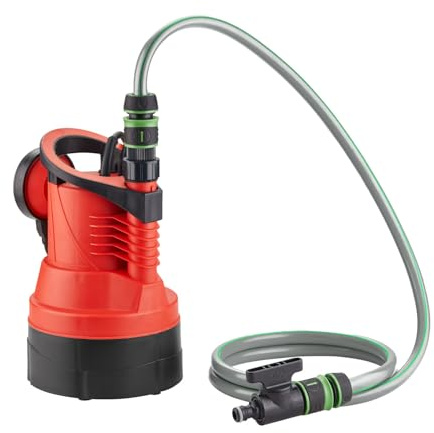 T.I.P. Pompa sommersa a pressione per serbatoi d’acqua piovana DIO 85/10 flex – Pompa da giardino efficiente 350 W, 5.000 l/h, con filtro integrato, tubo, valvola di chiusura e raccordo rapido inclusi