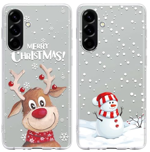 Yoedge 2 × Weihnachten Handyhülle für Samsung Galaxy A56 Hülle 6,7, Transparent Weihnachts Schutzhülle mit Muster Aesthetic, TPU Silikon Christmas Case Cover für Samsung A56, Weihnachtsbaum