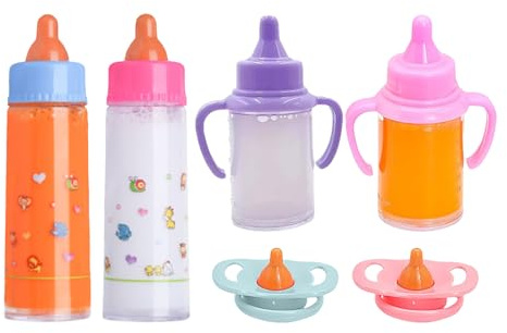 Vhjlfig Spielzeug Babyflaschen Für Puppen | Puppen Pflegezubehör,Realistische Milch Saft Flasche Spielzeug Mit Schnuller Zubehör Für Mädchen Kleinkinder Kinder Weihnachten Geburtstag Schule