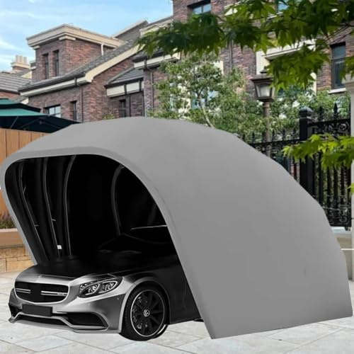 cendbirut Cochera Resistente, Garaje/Carpa de Coche retráctil y Plegable móvil semiautomático, cochera Plegable de Acero Inoxidable, Tienda de Coche portátil, Refugio al Viento y la Nieve,Gris