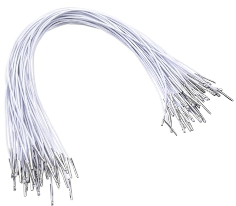 50 Stück Gummiband für Masken Weiß Hutgummi Gummi für Masken Gummikordel Elastische Stachelschnur Widerhaken Cord Stretch Gummischnur Mit Metall Metallstacheln für Partyhut Geschenktüten Menüs