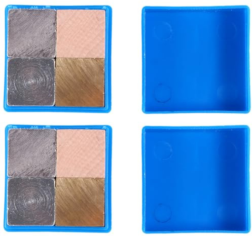 POPETPOP Würfel aus Aluminium Kupfer und Eisen 8 Stück mit Holzwürfeln 2cm Kantenlänge für Physikunterricht und Dichtebestimmung im Labor