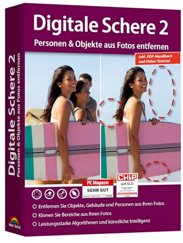 Digitale Schere 2 – Objekte & Personen aus Fotos entfernen, KI-basierte Bildbearbeitung Software für Win 11/10 – Unerwünschte Elemente löschen, Porträt-Retusche & Hintergründe tauschen