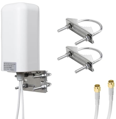 ACONRFTOL 2×2 MIMO 4G 5G LTE Antenna 600-6000MHz Omnidirectional Antenna Outdoor 10dBi High Gain Outdoor 5G/4G/LTEAntenna with Dual 5M RG58 SMA Male Extension Cables for Router Modem Hotspot Gateway