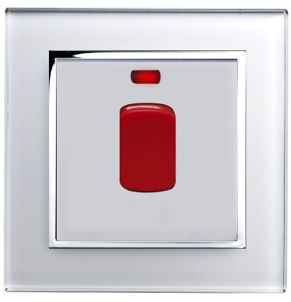Retrotouch 45A Cooker switch with Neon DP, White CT,w8 x h86 x d86 mm