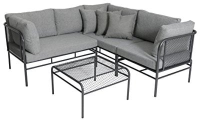 greemotion Loungeset Toulouse eisengrau/grau, Eckbank mit Tisch für In- und Outdoor, Bank mit Rückenverstellung, pflegeleichtes Streckmetallgestell, Sitzelemente einfach umzustellen, ca. 5 Sitzplätze