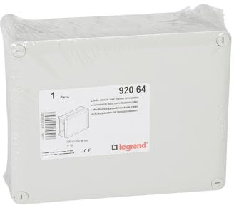 Legrand 092064 Boîte de Dérivation Rectangulaire pour Presse-Étoupe Plexo, Dimensions 220mm x 170mm x 86mm, Gris