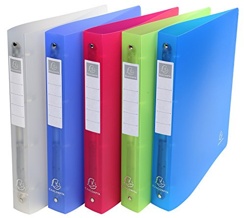 Exacompta 51359E Kunststoff-Ringbuch Chromaline aus mittelfestem transluzentem Polypropylen 4 Ringe Füllhöhe 30mm DIN A4 Plastikordner ideal für Büro und Schule 1 Stück Zufallsfarbe