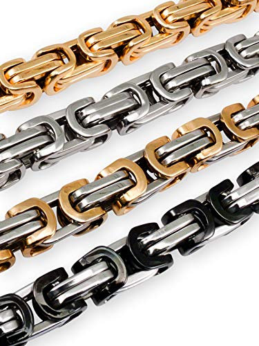 Fly Style 12 mm Königskette oder Armband aus Edelstahl in 4 Farben | 19-100 cm, Farbwahl:Silber/Gold, Längen:25 cm
