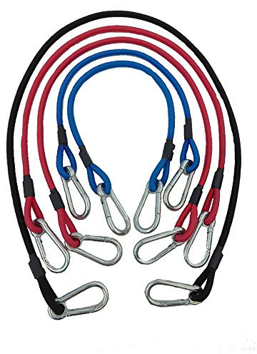 Heavy Duty Carabiner Bungee Cords with Hooks Proudly Made by Super Smithee Securing Straps for Luggage Durable Metal Clip Fasteners with Robust Tie Down Fiber