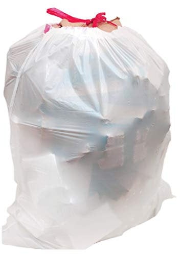 Alina 75 x 45L Polythene Drawstring Bin Liner/Bin Bag/Medium-weight 45 Litre White Plastic Draw Tape Garbage Sack (75 bags)