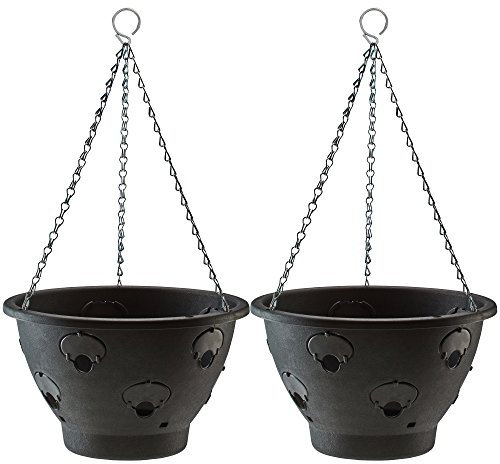 Thompson & Morgan Bloomaround Hanging Basket Garden Planter Plant Pot Container with Water Reservoir for Flowers, Vegetables and Fruits (30cm, 2 Pack)