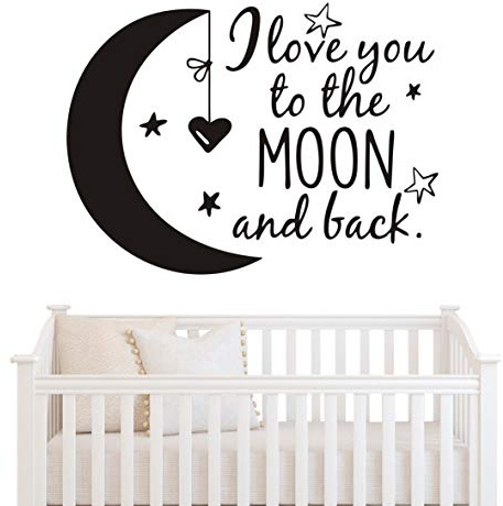 SYY165 Wandaufkleber, Zitat I Love You To The Moon And Back, Vinyl, 57 x 78 cm, Schwarz