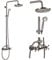 Shower Faucet Sets 8 Inch Rain Shower Head 2 Cross Knobs Mixer Shower System with Handheld Shower Spray Brushed Nickel Finish Silver
