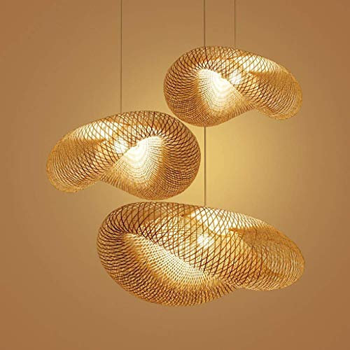 Retro Pendant Lighting Handwoven Hat Pendant Lighting Wicker Rattan Shade Lighting Suspension Creativity Boho Lampshade Height Interior Adjustable E27 Chandelier Bedroom Living Room,80cm