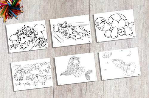 Tischsets I Platzsets - Malvorlagen für Kinder 'Easy-Painting-Set zum Ausmalen' - 12 Stück in hochwertiger Aufbewahrungsmappe