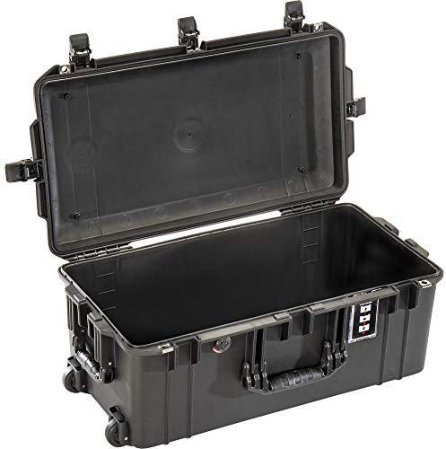 Peli 1606 Air Leichter Rollkoffer mit Einziehbarem Teleskopgriff für Empfindliches Fotoequipment, Wasser- und Staubdicht, 50L Volumen, Ohne Schaumstoffeinlage, Farbe: Schwarz
