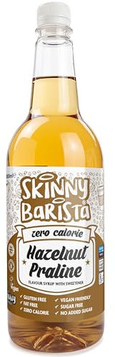 Skinny Food Co Hazelnut Praline Syrup Zero Calorie 1L - Sugar Free Hazelnut Coffee Syrups For Tea, Hot Chocolate, Fruit, Baking, Protein Drinks - Vegan-Friendly, Gluten-Free & Fat-Free