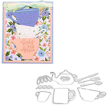 GoodLuvk28 Scrapbooking Dies Cut Tea Pot Cup Cutting Die Stamp DIY Scrapbooking Paper Card Album Stencil, Funny DIY Card Making, Easy to Use