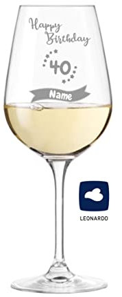 Leonardo Weinglas mit Gravur zum 40. Geburtstag personalisiert mit Name | Geschenke für Frauen & Männer | beste Freunde & Freundin | Happy Birthday Mama & Papa