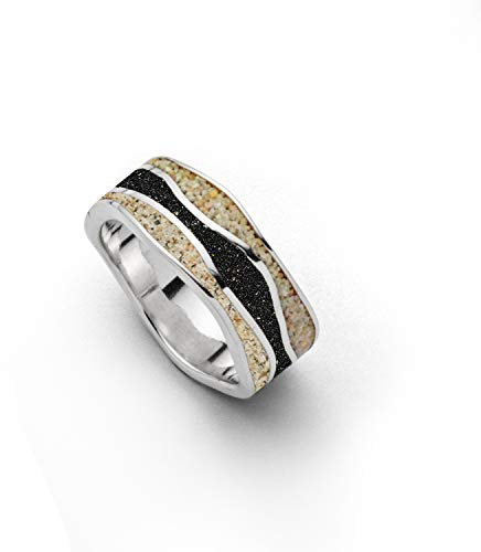 DUR Schmuck Ring Strandwellen Strandsand, Lavasand, Silber 925/-rhodiniert (R5594), 56 (17.8)