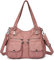 FANDARE Grand Sacs Portés Epaule Femme Sac Bandoulieres Sacoche Étanche Cuir PU pour Achats Fête École Voyage Crossbody Hobo Bag Rose