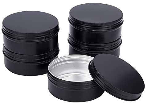 BENECREAT 5 Packung 250ml Matte Große Schwarze Aluminiumblechdose Runde Metalldosen Mit Schraubdeckel Für Gewürze, Bonbons Tee Und Weihnachtsleckerei