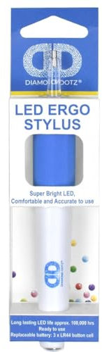DIAMOND DOTZ DDA.094 - Original Freestyle Ergo LED Stylus, 5D Diamond Painting Zubeh?r, Ergonomisch geformter Applikator Stift mit superheller LED, Stift zum Aufnehmen und Absetzen der Diamanten, Blau