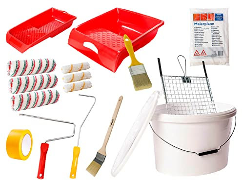 Renovier-Set Profi - professionelles Maler-Set - Profiqualität - Farbroller - Farbwalzen - Pinsel - Farbwannen - Farbeimer