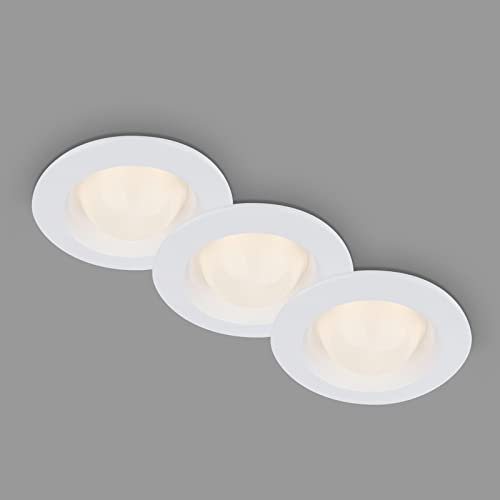 BRILONER Leuchten - LED Einbauleuchten mit kugelförmigen LED Modul, Einbaulampen 3er Set, je 3 Watt, warmweißes Licht, Spritzwasserschutz, Weiß, 95x36 mm (DxH)