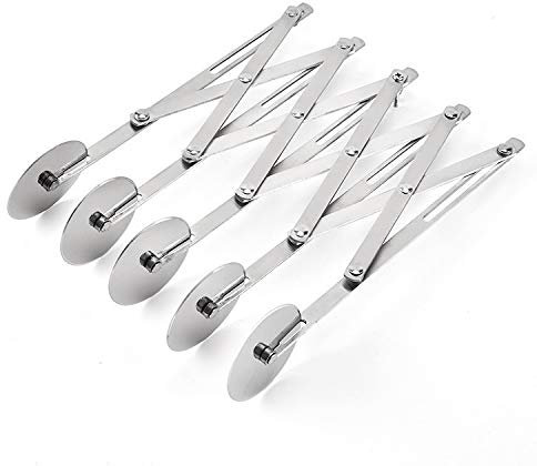 EdirFtra Pizza Cutter, 5 Wheel Stainless Steel Pizza Cutters, Expandable Bread Slicer, Adjustable Width Pizza Cutter, Multi-function pizza cutter wheel, Stainless Steel Dough Divider